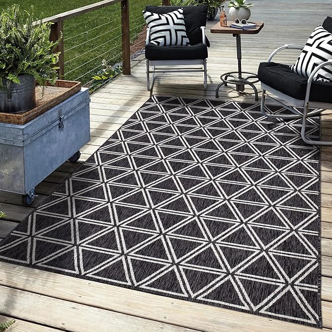 Keen Home Design Outdoor Rug - 5x8 Washable Indoor/Outdoor Rug for Patio, Balcony, Kitchen, Garden, Beach, Deck and Porch. Size: 5'3" x 7'7"