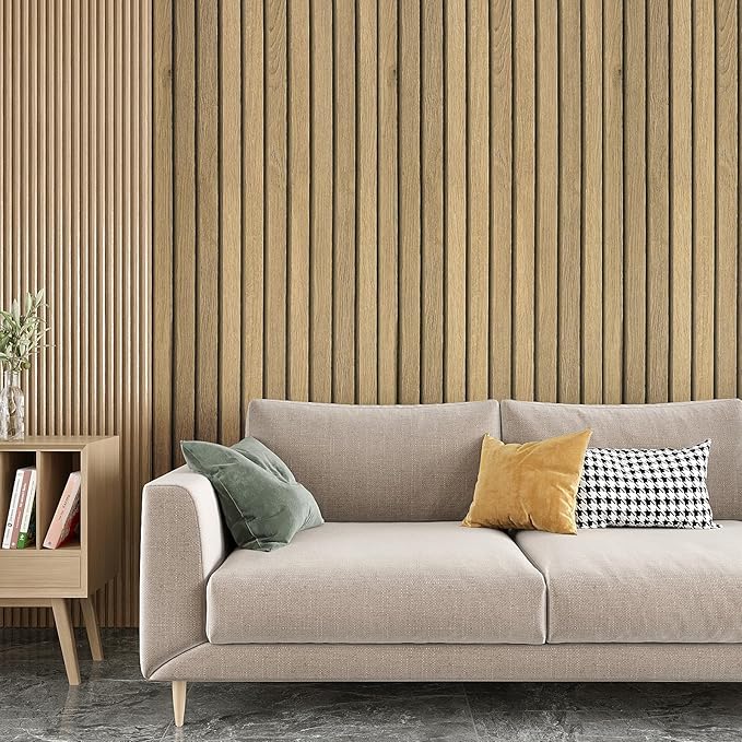 VEELIKE Slat Wood Contact Paper Wood Peel and Stick Wallpaper