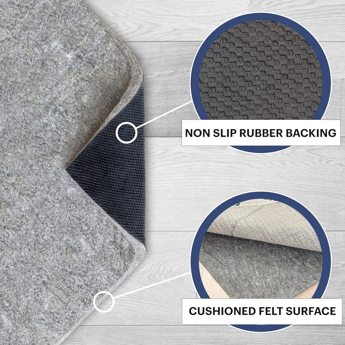 RUGPADUSA - Dual Surface - 2'x4' - 3/8" Thick - Felt + Rubber - Enhanced Non-Slip Rug Pad - Adds Comfort and Protection - for Hard Surface Floors