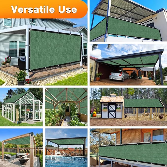 Artpuch Outdoor Pergola Shade Cover 12' X 14' Sun Shade Cloth with Grommets, 90% UV Protection Canopy Patio Privacy Screen (Customized Available) GN107, Green