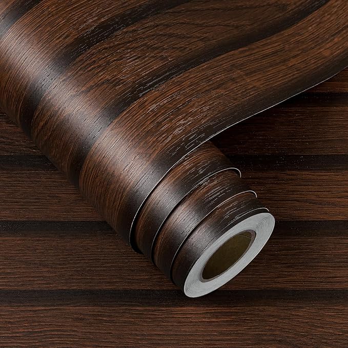FunStick Brown Slats Wood Wallpaper Peel and Stick Removable Walnut Wood