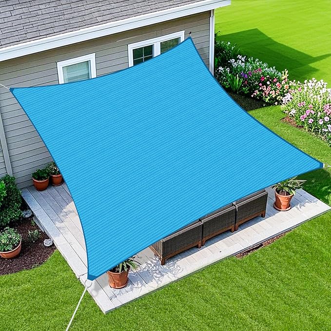 Amagenix Sun Shade Sail 12X25 Curved Edge Outdoor Shade Canopy Turquoise Mixed Breathable 95% UV Block Shade Cloth for Patio Garden Backyard (We Make Custom Size)