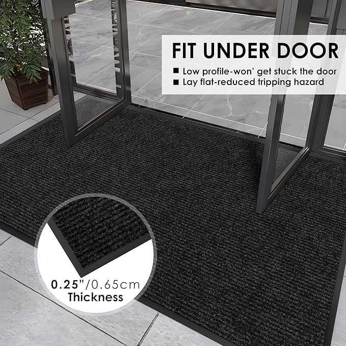 2′ x 55′ Front Door Mat Indoor Outdoor Entrance, Commercial Floor Mat Heavy Duty Dirt Trapper Entryway Doormat, Custom Size Non Slip Rubber Backing Welcome mat, Door Mat for High Traffic Area
