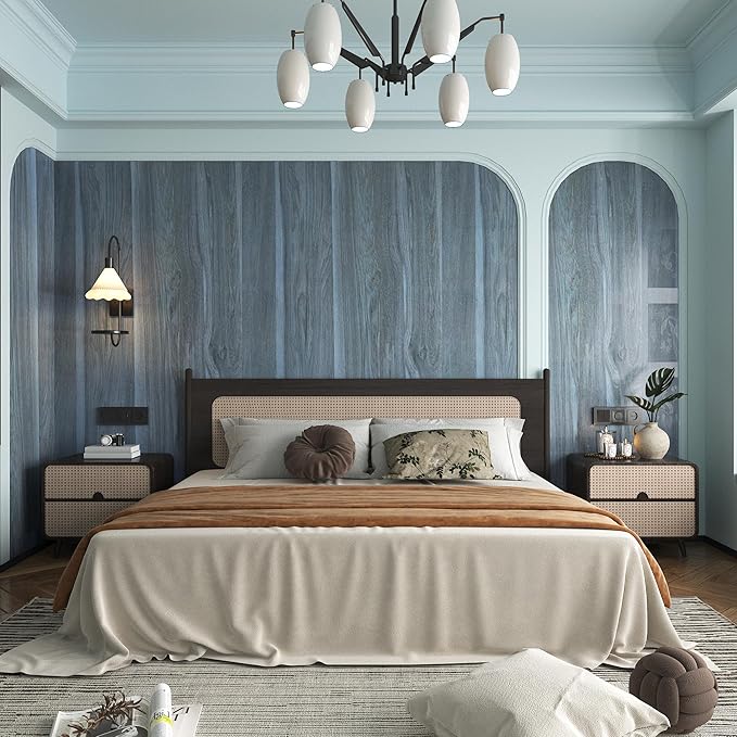 Peacock Blue Wallpaper Wood Grain Contact Paper
