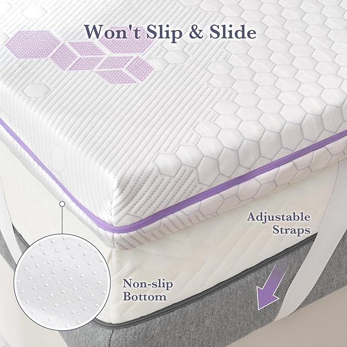 SINWEEK Ultra Soft 3 Inch Memory Foam Mattress Topper Queen Size, Soft Mattress Pad for Back Pain Relief, High Density Foam Bed Topper with Textured Cover, CertiPUR-US Certified