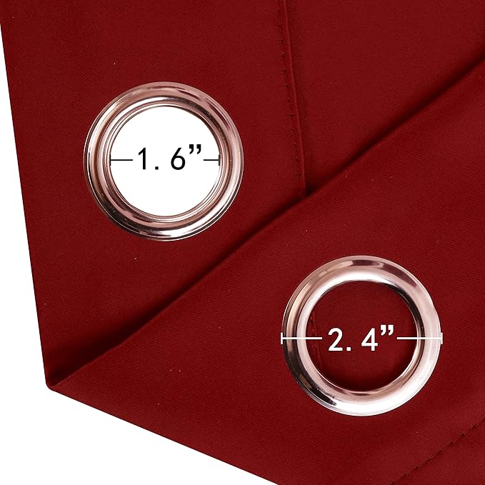 LEMOMO Red Thermal Blackout Curtains/42 x 72 Inch/Set of 2 Panels Room