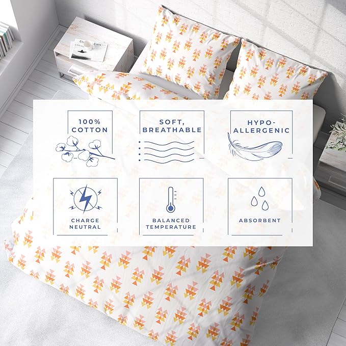 Kotton Culture Oversized King Size Duvet Cover Set 100% Egyptian Cotton - 600 Thread Count Breathable Durable Comforter Cover Zipper Closure & Corner Ties (Pastel Dreams,Oversized King 120"X98")