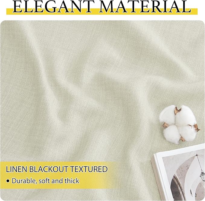 NICETOWN Natural Linen Room Darkening Curtain Valances for, Grommet Faux Linen
