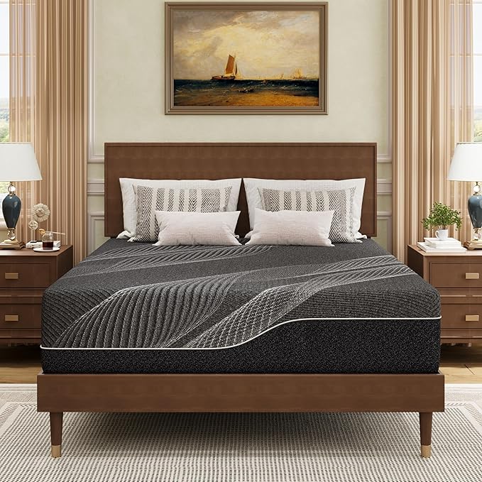 Full Mattress 14 Inch Charcoal Gel Memory Foam in a Box, CertiPUR-US Certified, Fiberglass Free, Cooling Double Mattress, Made in The USA of US Foam, 75" × 54" × 14", Medium