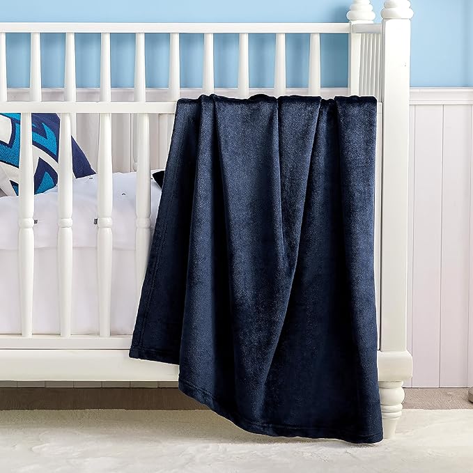 Bedsure Bedding Fleece Blanket for Girls and Boys - Soft Cozy Cute Small Throw Blankets for Travel, 43x55 Inches, Navy