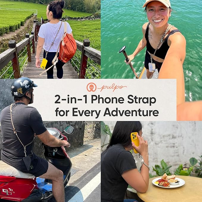 Pulpo 2-in-1 Cell Phone Wrist Strap and Lanyard Black - Anti Theft Phone Lanyard for Men & Women, Wrist Straps for Phones, Lanyards for Smartphones, Adjustable Cellphone Leash & Safety Strap Tether