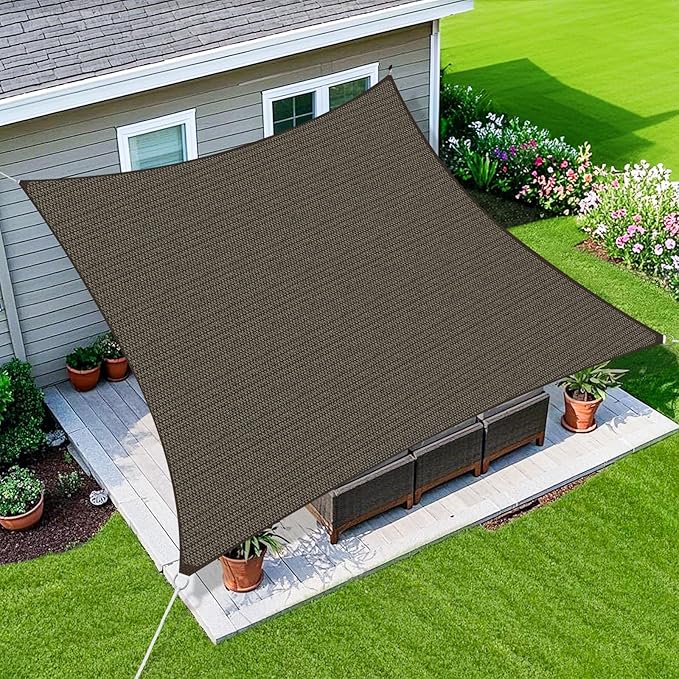 Amagenix Sun Shade Sail 18X28 Curved Edge Outdoor Shade Canopy Mocha Breathable 95% UV Block Shade Cloth for Patio Garden Backyard (We Make Custom Size)