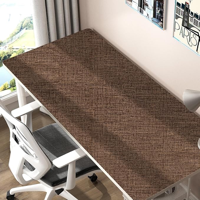 Brown Grasscloth Peel and Stick Wallpaper 17.3"x300" Faux Linen Textured