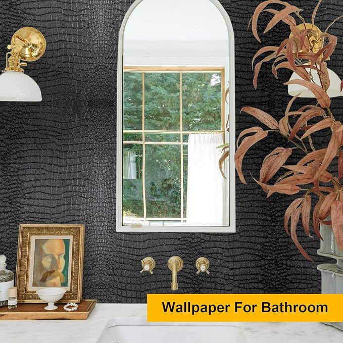 Fititem Black Peel and Stick Wallpaper 787inL 17.3inW Black Contact Paper