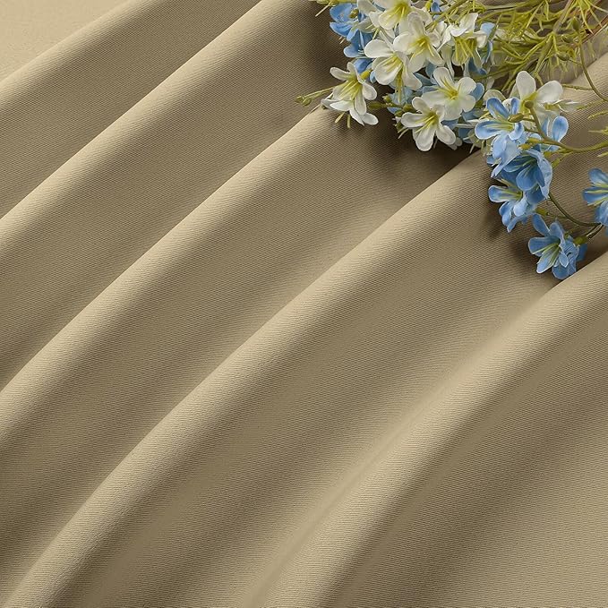 CUCRAF Beige Blackout Curtains 54 inch Length 2 Panels Set, Rod Pocket Room