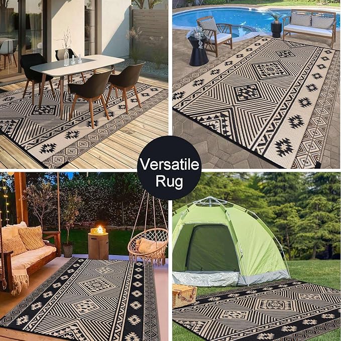 HiiARug Outdoor Rug 5'x7' Outdoor Plastic Straw Rug Waterproof Patio Mat Camping Rug Reversible RV Mat Outdoor Area Rugs for Outdoors, RV, Patio, Backyard, Deck, Camping