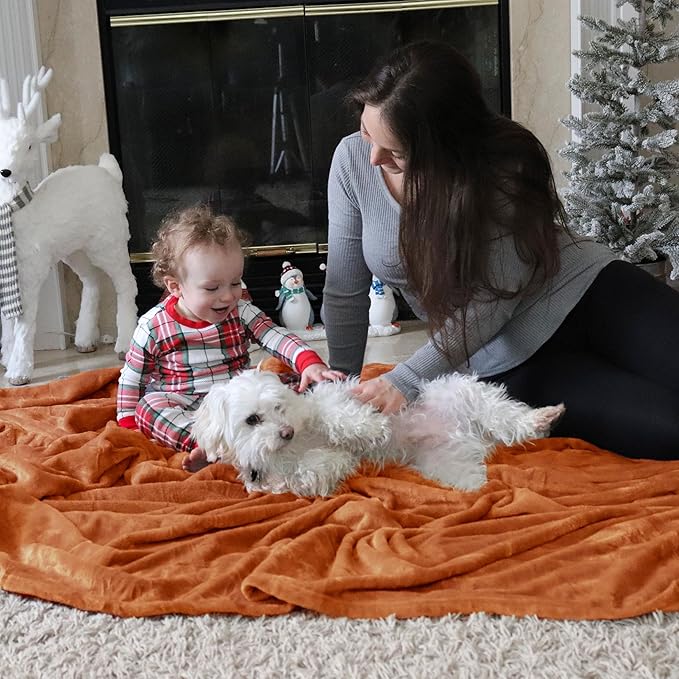 Bedsure Fleece Blankets Queen Size Mango - 280GSM Soft Lightweight Plush Cozy Blanket for Bed, Sofa, Couch, Travel, Camping