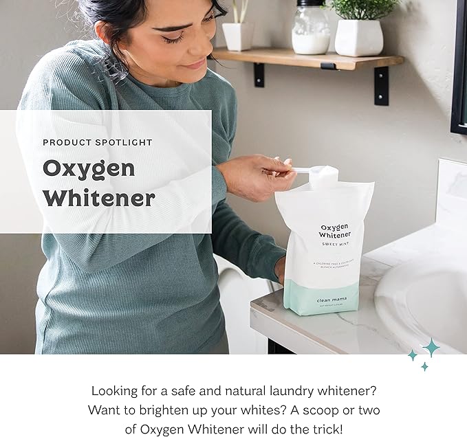 Clean Mama Natural Oxygen Whitener and Stain Remover - Color-Safe Natural Bleach Alternative - Plant-Derived Oxygen Powder, Whitens & Brightens Whites and Colors - Lemon, 2.53 lbs