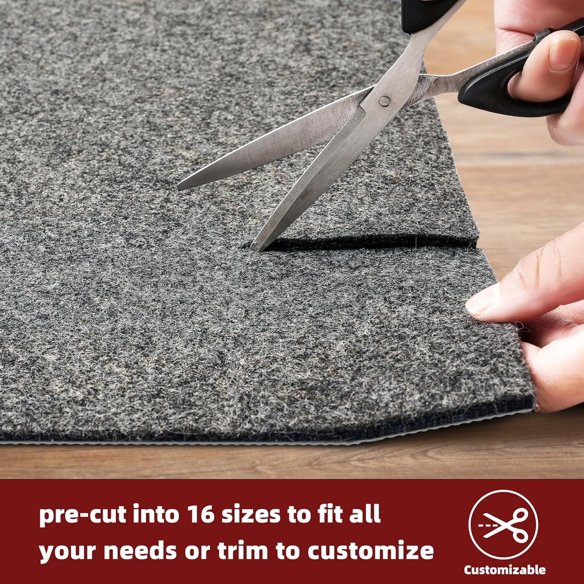 BAGAIL Felt and Natural Rubber Backing Rug Pads 1/4” Thick, 2 x 4 Ft Non Slip Carpet Gripper Keep Rugs in Place, Under Area Rug Protective Cushioned Pads, Carpet Runners, Hardwood Floors Protection