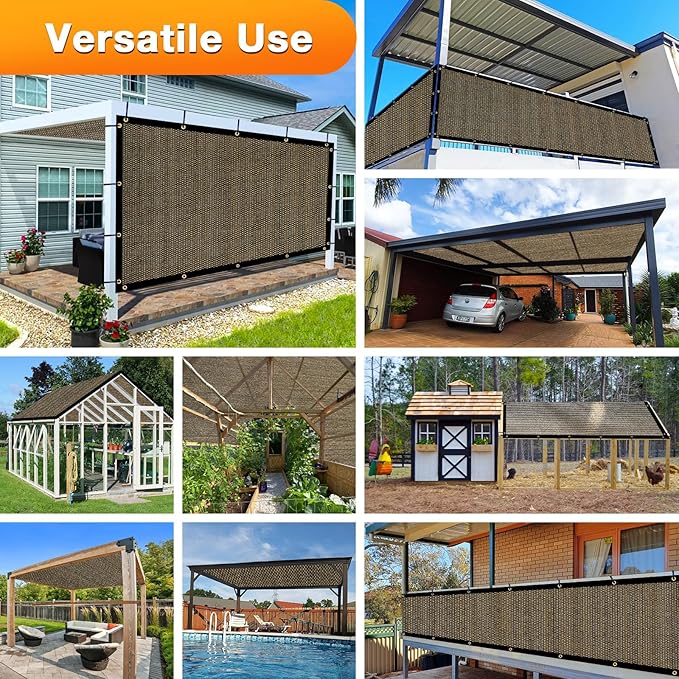 Artpuch Outdoor Pergola Shade Cover 9x17 FT Sun Shade Cloth with Grommets Mocha 90% UV Protection Canopy Patio Privacy Screen (Customized Available)