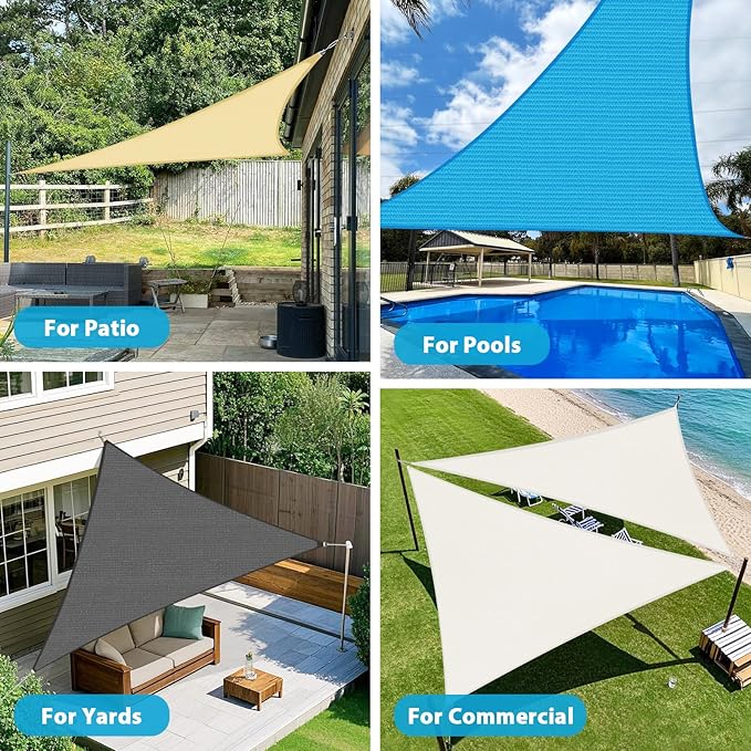 Amagenix Sun Shade Sail 28'X28'X28' Curved Edge Outdoor Shade Canopy Dark Grey Breathable 95% UV Block Shade Cloth for Patio Garden Backyard (We Make Custom Size)