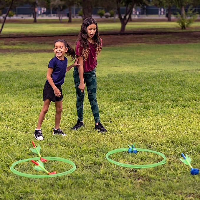 JOYIN Lawn Darts Game Set for Kids and Adults - Glow in The Dark Outdoor Lawn Games for Adults and Family, Soft Tip Darts Set for Kids Camping, Outside Yard