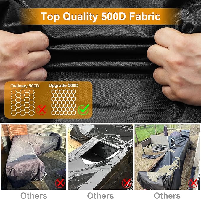 Kipiea V-Shape Outdoor Patio Furniture Covers Waterproof, 500D Heavy-Duty Outdoor Sectional Cover Windproof, Patio Sectional Sofa Cover Anti-UV, No Tears & No Fading (80"/80"L x 33.5"D x 31"H)