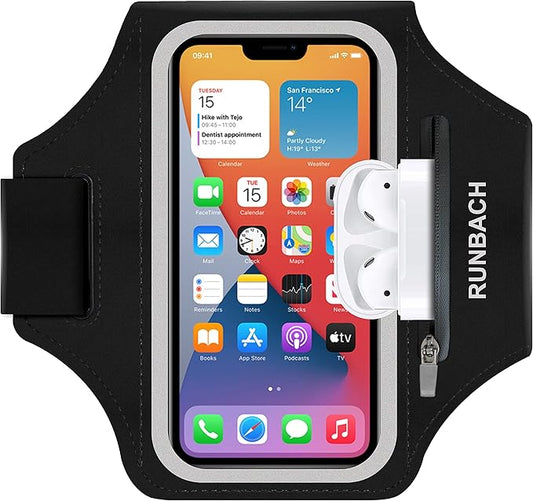 Armband for Samsung Galaxy S25 Ultra/S24 Ultra/S23 Ultra/S22 Ultra/S21 Ultra/S20 Ultra/S25+/S24+/S23+/S22+/S21+/S20+/S10+/S9+/S8+, with Zipper Pocket for for Galaxy Buds (Black)