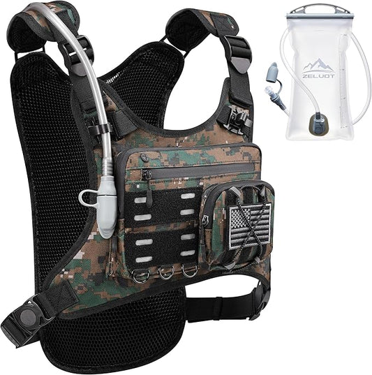 Running Vest with 2L Water Bladder, USA Original Patent, Lightweight Adjustable Chest Pack with Gear Holder, Reflective Running Hydration Vest for Women Men for Marathon