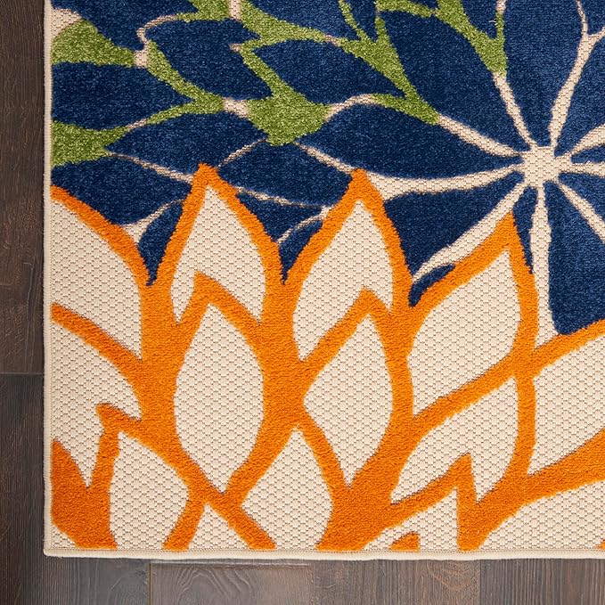 Nourison Aloha Indoor/Outdoor Multicolor 6' x 9' Area Rug, Easy Cleaning, Non Shedding, Bed Room, Living Room, Dining Room, Deck, Backyard, Patio (6x9)