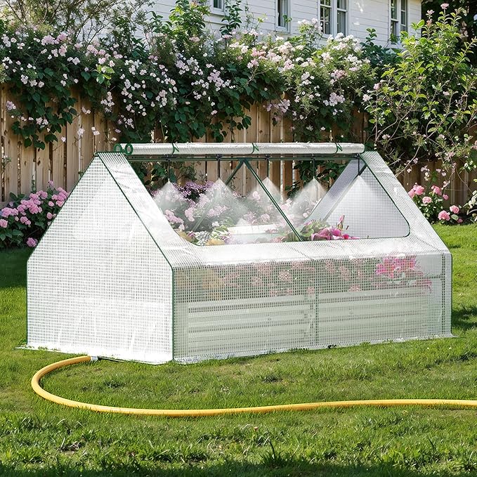Lineware Raised Garden Bed with Self-Watering System, 6x3x1 ft Elevated Planter Boxes Outdoor with PE Cover, Galvanized Raised Beds for Gardening,Vegetables,Flowers, Backyard, Patio