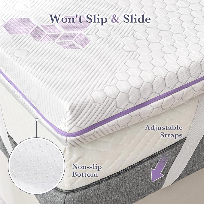 SINWEEK 3 Inch Memory Foam Mattress Topper Queen Size, Soft and Medium Mattress Pad for Back Pain Relief, High Density Foam Bed Topper with Textured Cover, CertiPUR-US Certified