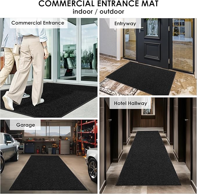 3′ x 18′ Front Door Mat Indoor Outdoor Entrance, Commercial Floor Mat Heavy Duty Dirt Trapper Entryway Doormat, Custom Size Non Slip Rubber Backing Welcome mat, Door Mat for High Traffic Area