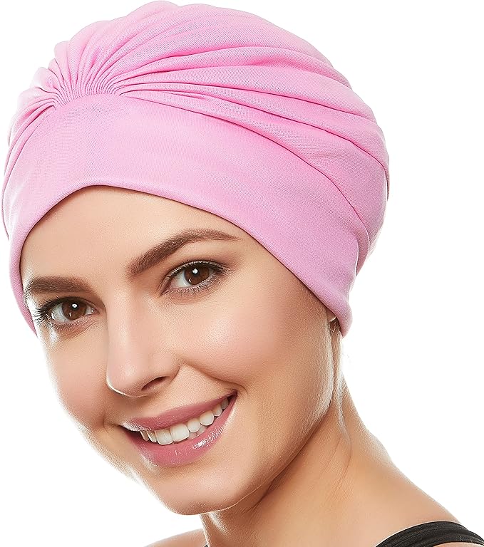 BEEMO Swim Caps for Women Swimming Turban Polyester Latex Lined Pleated for Ladies