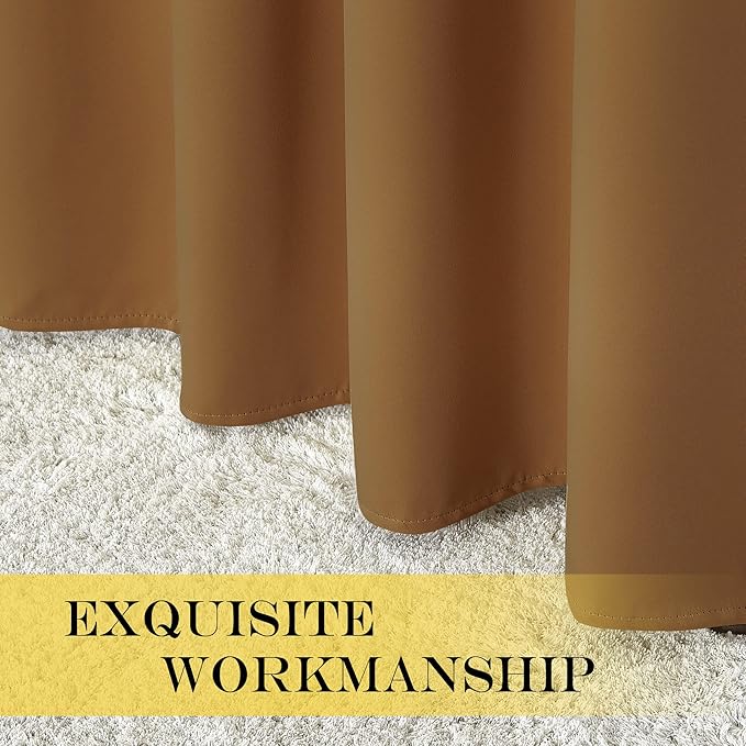 NICETOWN Gold Brown Blackout Curtains 84 inch Length, Grommet Top Room