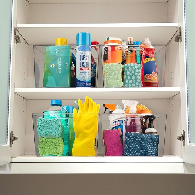 ClearSpace XL Clear Plastic Storage Bins - 2 Pack for Kitchen Cabinet and Fridge Organization