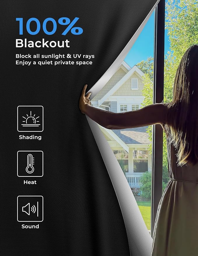 Sumobaby Blackout Curtains for Bedroom Portable 47"x48", No Drill Blackout