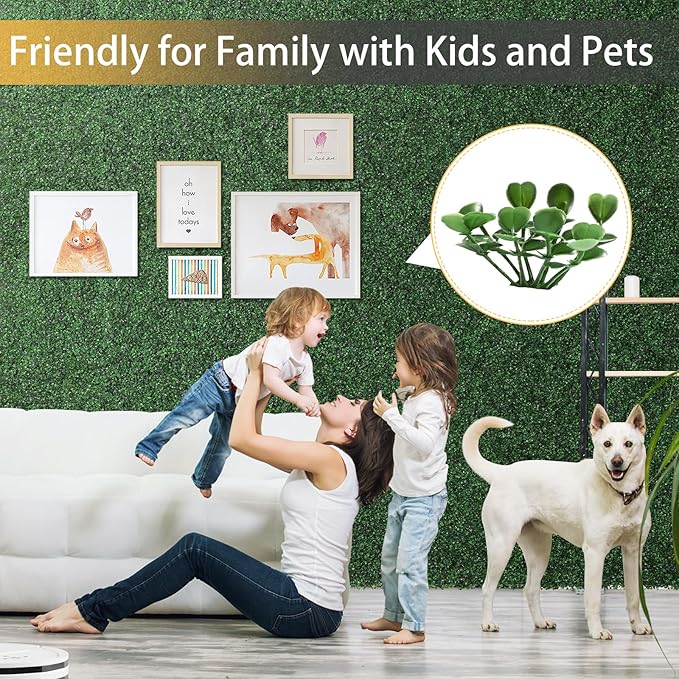 Luyue 24PCS 20”×20” Boxwood Panels, Artificial Grass Wall Panels Fake Greenery
