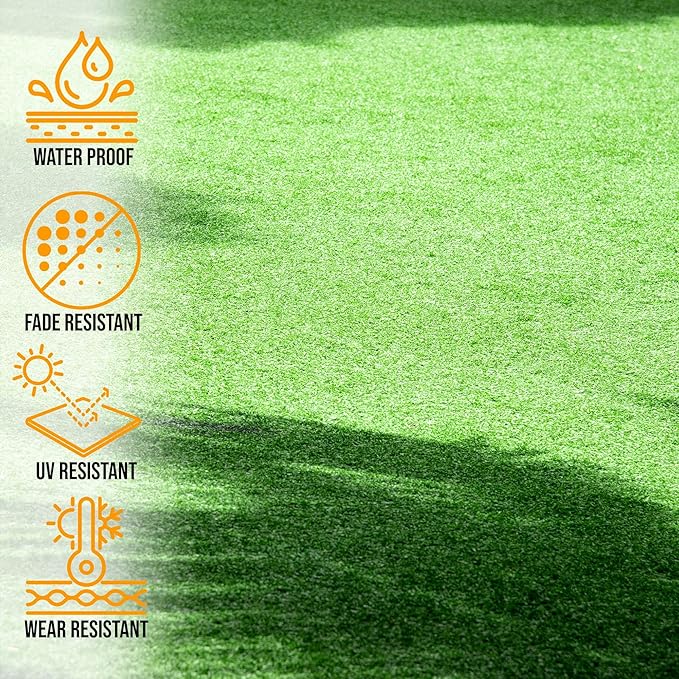 Ottomanson Artificial Turf Golf Hitting Mat 6'6" x 14' Indoor/Outdoor Waterproof Synthetic Fake Grass for Putting Practice Baseball Football Sports Gym Backyard, Custom Size 2' up to 30'