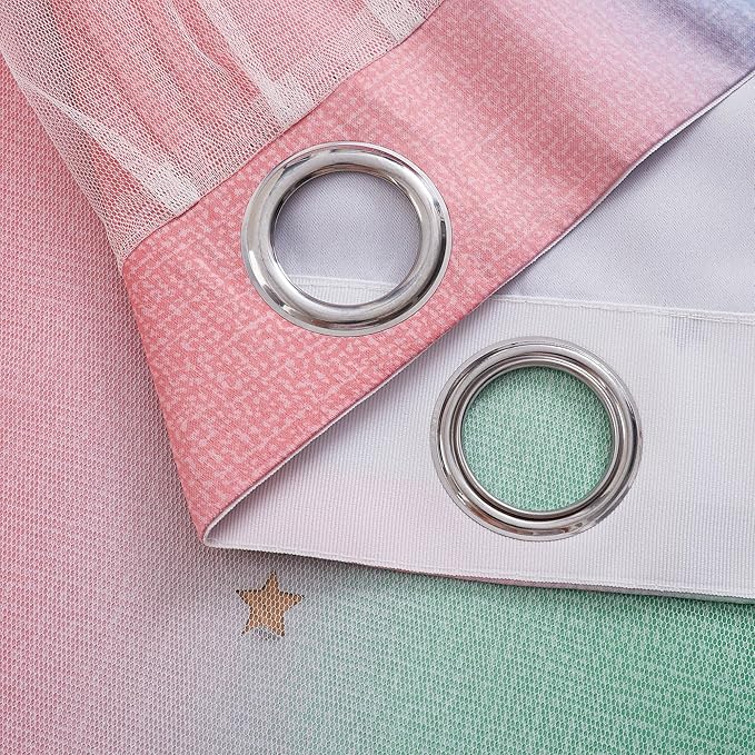 XiDi Pink & Rainbow Curtains for Kids & Girl Rooms