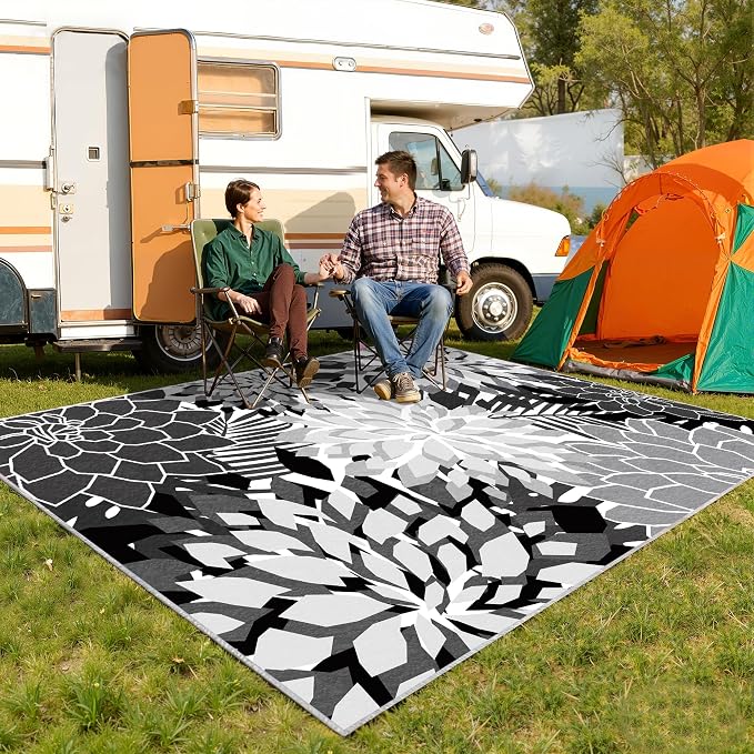 ZonLi Colorful Outdoor Rug 5x8Ft Waterproof Multicolored Indoor Area Rug Washable Outdoor Patio Rugs Tropical Floral Non Slip Outdoor Carpet for Living Room, Pool,Backyard,Deck,Camping
