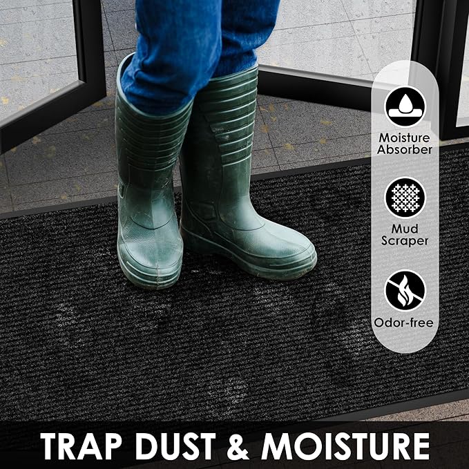 3′ x 28′ Front Door Mat Indoor Outdoor Entrance, Commercial Floor Mat Heavy Duty Dirt Trapper Entryway Doormat, Custom Size Non Slip Rubber Backing Welcome mat, Door Mat for High Traffic Area