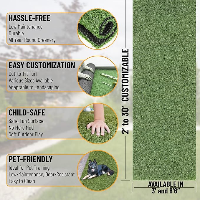 Ottomanson Artificial Turf Golf Hitting Mat 3' x 9' Indoor/Outdoor Waterproof Synthetic Fake Grass for Putting Practice Baseball Football Sports Gym Backyard, Custom Size 2' up to 30'
