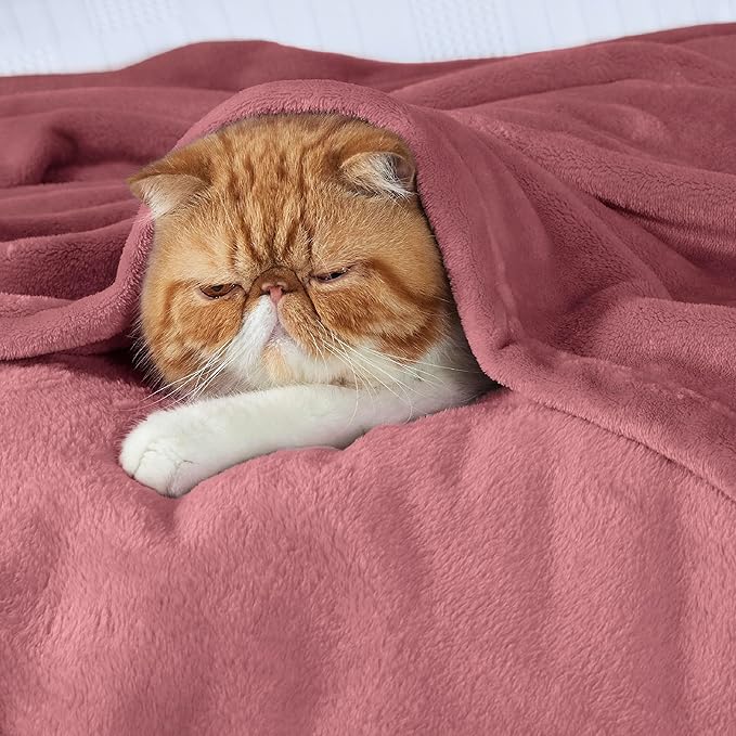Bedsure Fleece Blankets Twin Size Rose Pink - 300GSM Lightweight Plush Fuzzy Cozy Soft Blanket for Bed, Sofa, Couch, Travel, Camping, 60x80 inches