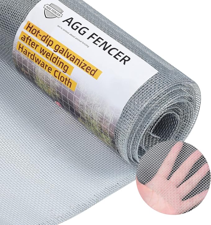 16in x 50ft Hardware Cloth 1/8 inch 27Ga Hot Dipped Galvanized After Welding, Chicken Coop Wire Fence, Welded Metal Fencing Roll Mesh for Bee Screen Garden Plant Poultry Animal Netting Cage