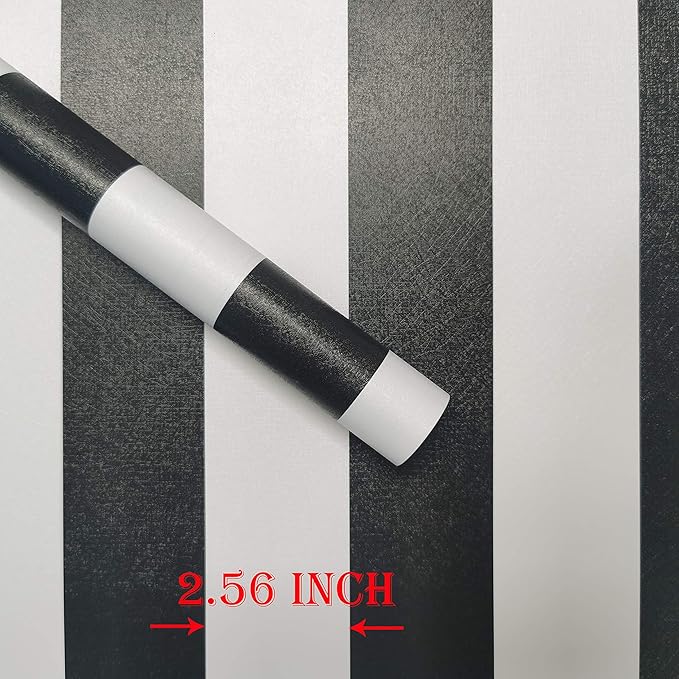 Guvana Striped Peel and Stick Wallpaper Black and White Self-Adhesive Wallpaper