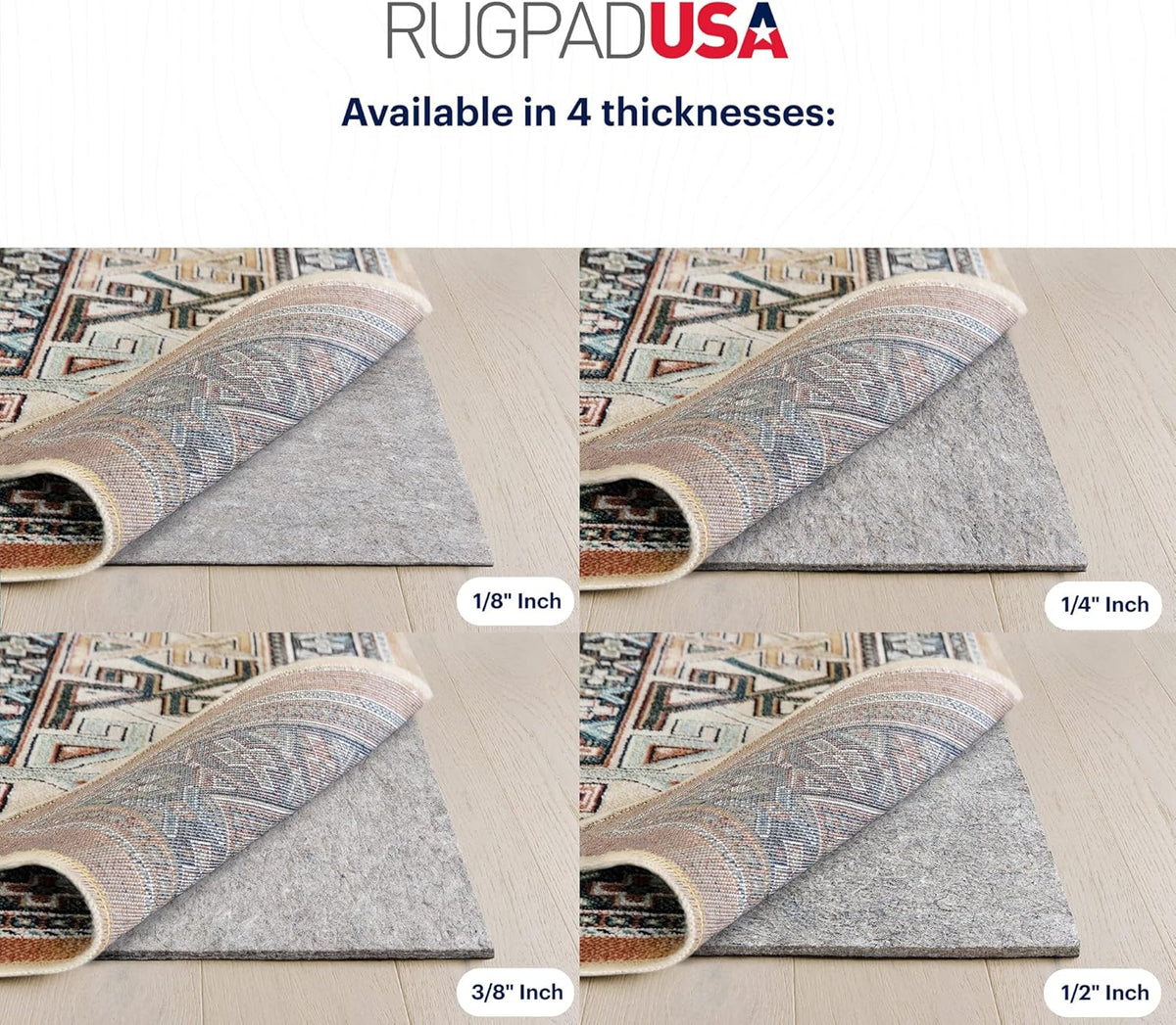 RUGPADUSA - Dual Surface - 6'10" x 8'10" - 3/8" Thick - Felt + Rubber - Enhanced Non-Slip Rug Pad - Adds Comfort and Protection - for Hard Surface Floors