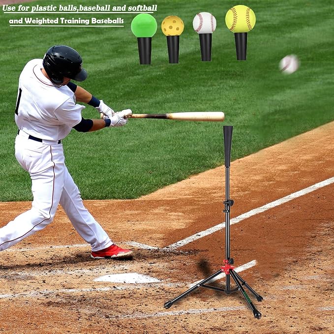 Storgem Batting Baseball tee Softball, Easy to Adjustable Height,Portable Tripod Stand Base Tee for Hitting Training Practice,with Carrying Bag