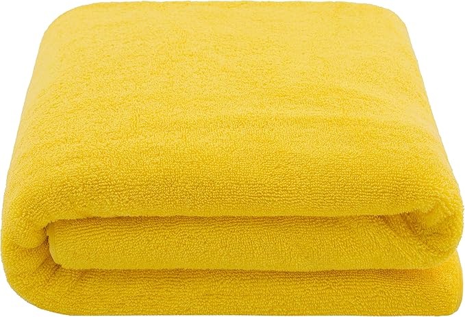 American Soft Linen Oversized Bath Sheet 40x80 Extra Large for Bathroom, 600 GSM 100% Cotton Turkish Jumbo Bathsheet Towels for Adults, Yellow Bath Sheet