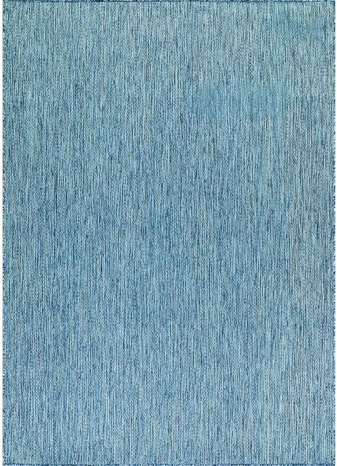 Washable Indoor Outdoor Rug Weather Resistant Carpet Modern Solid for Porch Deck Balcony Backyard Patio Rug 10x14 Aqua Blue